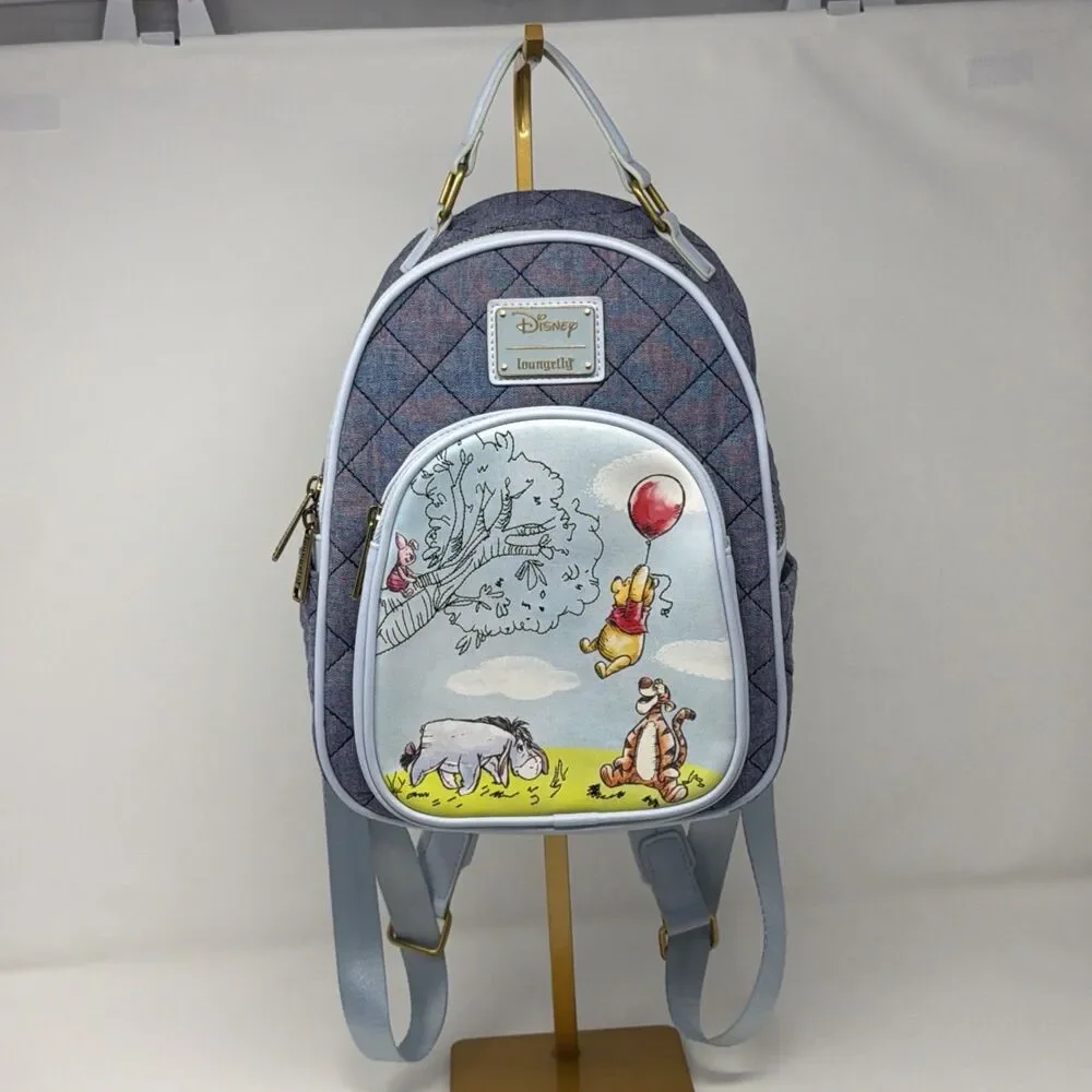 Loungefly Disney Winnie the Pooh Quilted Denim Sketch Mini Backpack